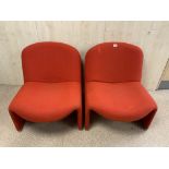 GIANCARLO PIRETTI DESIGNED PAIR ALKY LOUNGE CHAIRS 1970S IN ORANGE FOR CASTELLI
