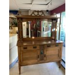 LARGE ARTS & CRAFTS OAK MIRRORED BACK DRESSER WITH CABOCHONS POSSIBLY LIBERTY & CO OR SHAPLAND &