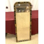ANTIQUE BLACK CHINOISERIE WALL MIRROR 50 X 123CM