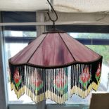 PINK FRINGED CEILING LIGHT - 51CM IN DIAMETER