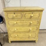 A 19TH CENTURY BAMBOO EFFECT PAINTED CHEST OF DRAWERS - 120 X 104 X 53 CM