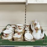 A QUANTITY OF ROYAL ALBERT OLD COUNTRY ROSE PIECES; CUPS, SAUCERS, SIDE PLATES, COFFEE POT, TEA POT,
