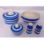 T.G. Green original blue and white Cornish kitchenware to include bowls, a covered dish and