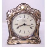 R. Carr framed hallmarked silver mounted quartz desk clock, 16.5 x 13.5cm