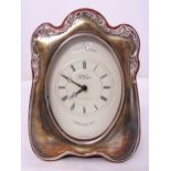 R. Carr framed hallmarked silver mounted quartz desk clock, 17 x 12cm