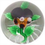 A Baccarat miniature Pansy type III paperweight with star cut base, diameter 5cm Good condition,