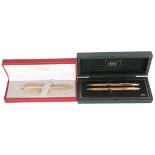A vintage Sheaffer Targa gold plated ballpoint pen together with a Cross gold plated Classic