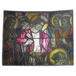 A late 19th early 20th century stained glass religious window panel