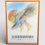 SKI INTEREST - A 51st Kitzbuhel 1990 Hahnenkamm world cup race poster, 83 x 58cm, framed Good