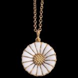 GEORG JENSEN - a Danish modernist vermeil sterling silver white enamel daisy pendant necklace, on