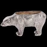 An Edward VII novelty silver polar bear pin cushion, Cohen & Charles, Birmingham 1906, realistically