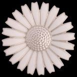 GEORG JENSEN - a Danish modernist sterling silver white enamel daisy pattern brooch, 43.1mm, 17.3g .