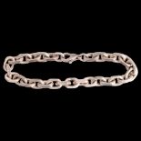 L BRAEMER-JENSEN - a heavy Danish sterling silver anchor cable link chain bracelet, 20cm, 35.4g .