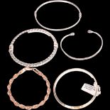 5 x silver bangles, 55.6g total (5) . Condition Report: No damage or repair