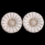 GEORG JENSEN - a pair of Danish modernist sterling silver white enamel daisy stud earrings, 11.