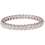 DAVID MORRIS - a fine 18ct white gold diamond hinged bangle, set throughout with modern round