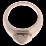 A heavy modernist silver abstract pyramid signet ring, setting height 11.6mm, size K, 13.8g .