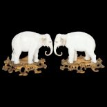 A fine pair of white glaze porcelain elephants, probably late 19th century Samson Paris, no