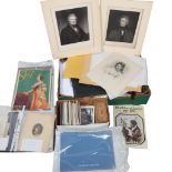 A box of mixed ephemera: photographs, cartes de visites and other formats, of Victorian