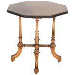 GILLOWS - a Victorian figured walnut octagonal occasional table, with parquetry inlaid banded top,