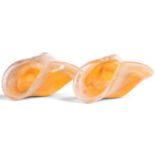 A pair of Murano style folded glass dishes by White Crystal, Naples,