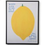 After DAVID SHRIGLEY (b.1968) "When Life Gives You a Lemon" offset lithograph printed in colours,