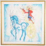 A limited edition SALVADOR DALI silk scarf, "Le Cheval de Triomphe" Nr 335 of 2000, 90cm x 90cm,