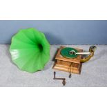 An Early 20th Century His Master's Voice (HMV) Oak Cased Table Top Wind-up Gramophone, supplied by W
