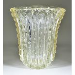 A Murano Moulded Glass Vase in the Manner of Baroveirt & Tosco, the body of vertical fluted form,