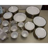 'BOOTS' FINE CHINA DINNER AND TEA SET FOR 8 PERSONS, 'HANOVER GREEN' PATTERN VIZ, CUPS, SAUCERS,