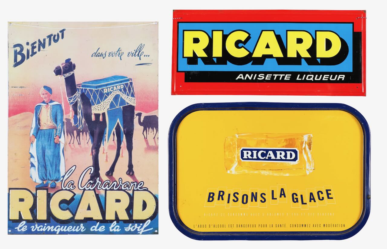Vintage 1950s/60s Ricard signs and a tray (3)