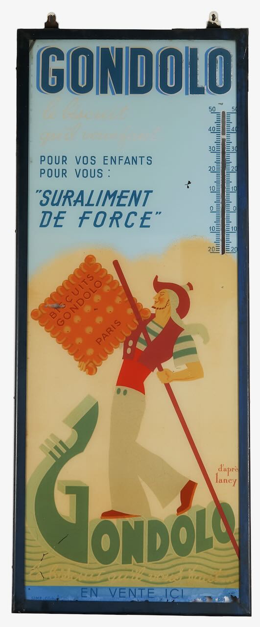 A French advertising sign for Gondolo Biscuits, early 20th century