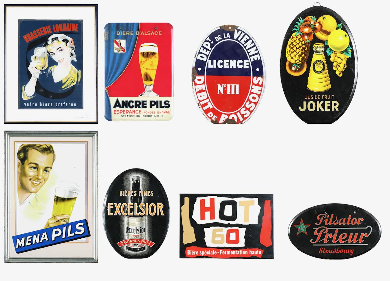 A collection of six French beer advertisements, with two others (8)