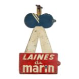 A Laines du Marin advertising painted metal sign, circa 1940
