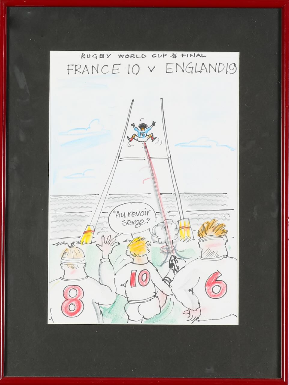 A group of five French rugby caricatures - Image 2 of 6