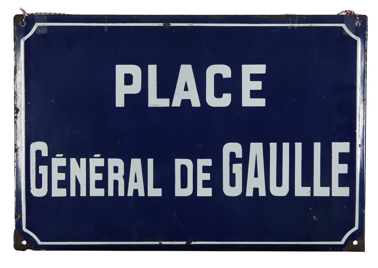 'Place Général de Gaulle' vintage enamel street sign