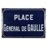 'Place Général de Gaulle' vintage enamel street sign