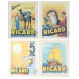 A collection of four french Ricard advertising posters, circa 1950's (4)