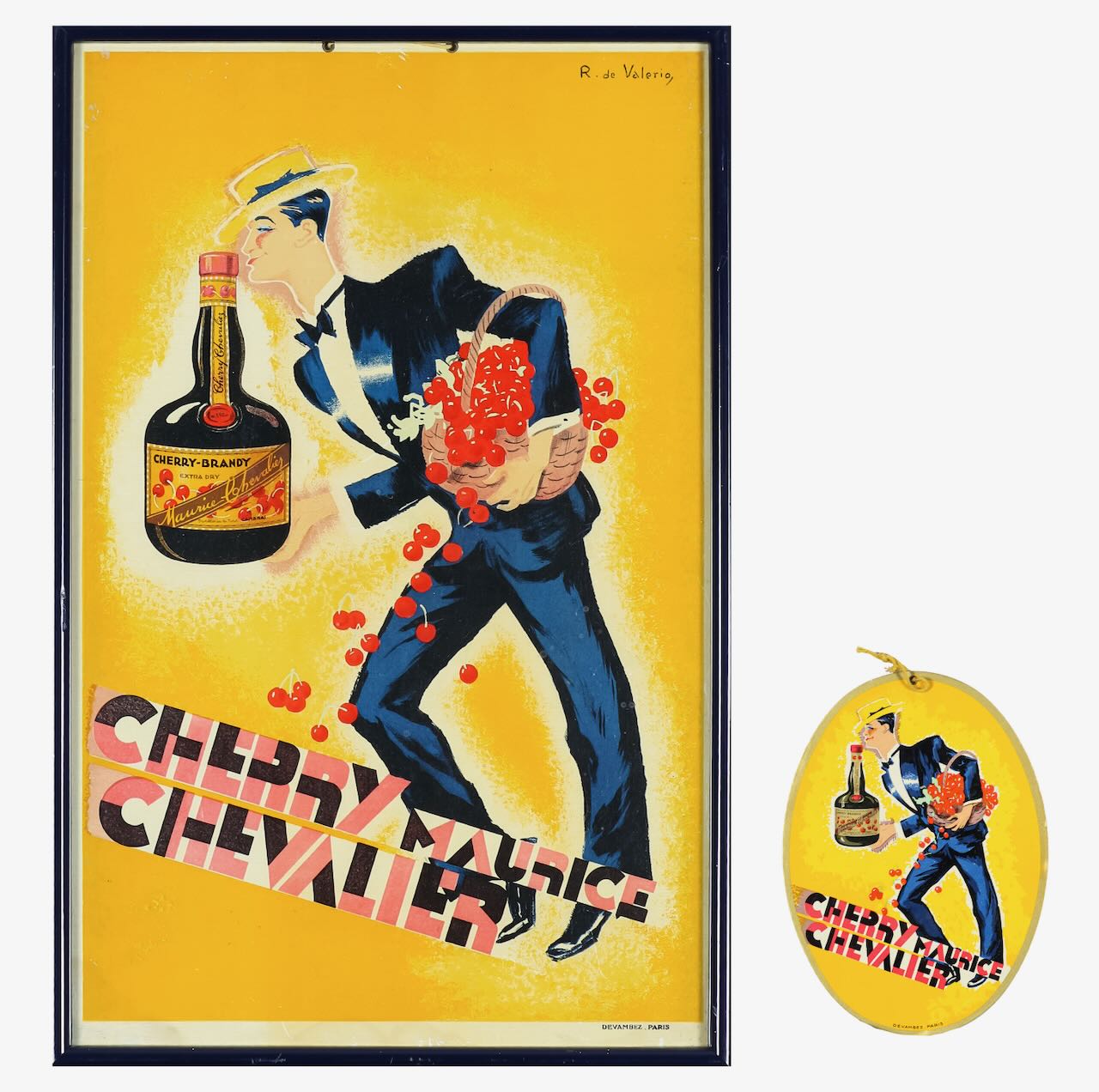 Two cherry brandy liqueur advertisements with Maurice Chevalier, designed by Roger de Valeric, with - Image 2 of 6