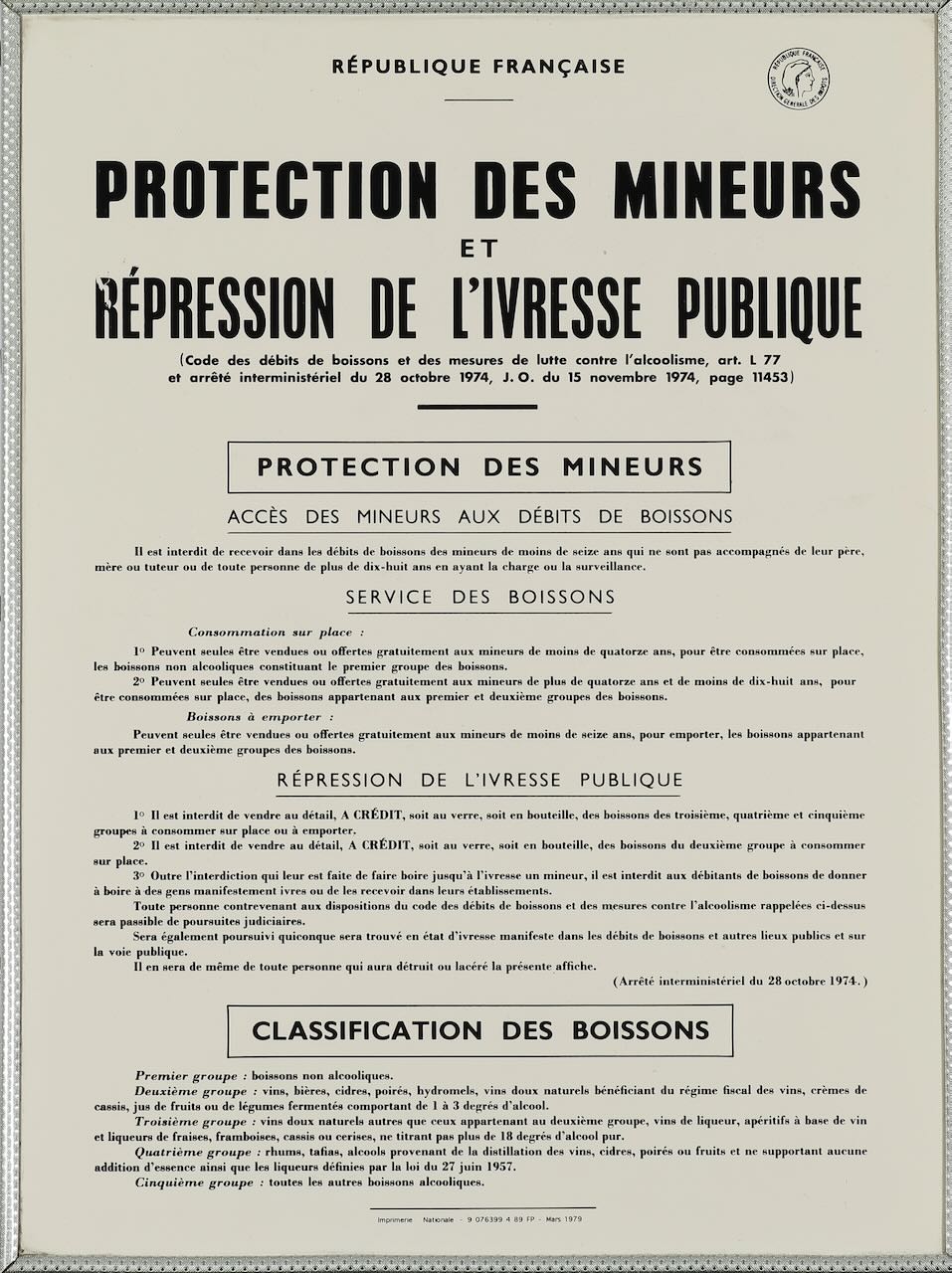 Four French Government issued licenced premises legal notices, various dates 20th century (4) - Image 3 of 5