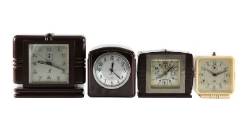 A collection of four French Art Deco and later Bakelite alarm clocks (4)
