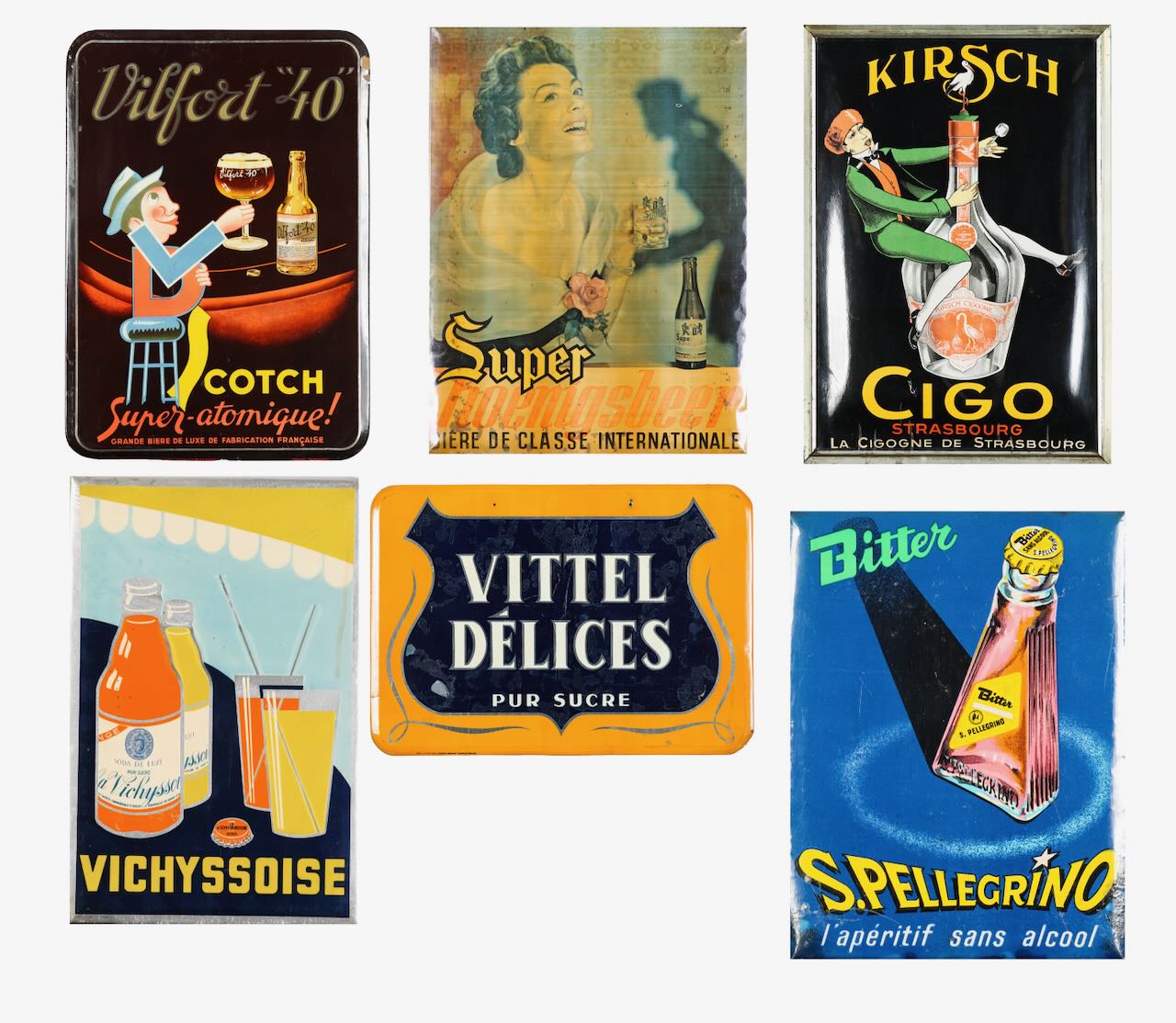 A collection of French advertising signage, mid/late 20th century (6)