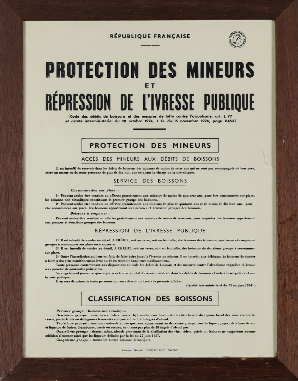 Four French Government issued licenced premises legal notices, various dates 20th century (4) - Image 5 of 5