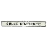 A French 'Salle d'Attente' enamel railway station sign, late 19th/early 20th century