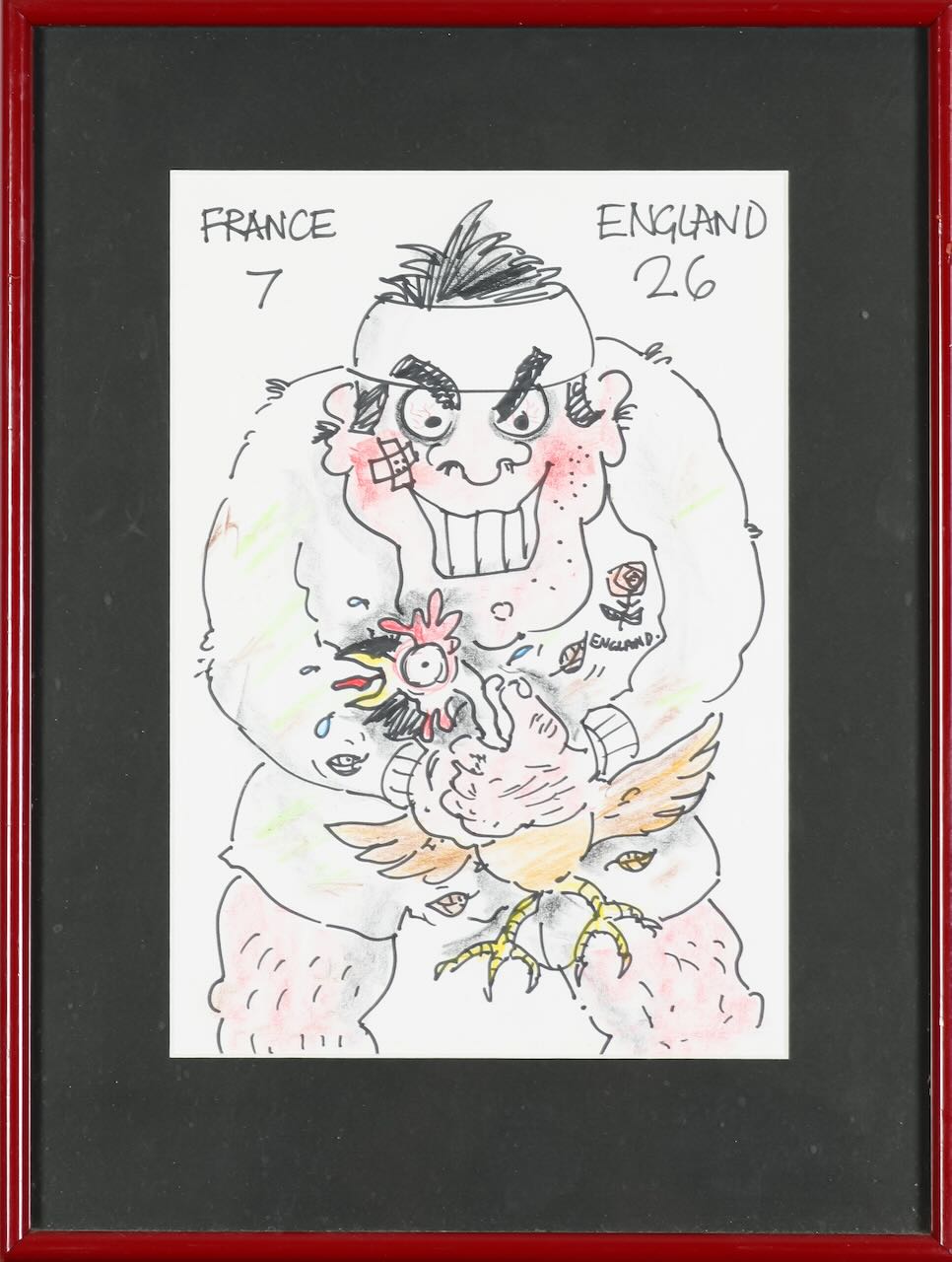 A group of five French rugby caricatures - Image 5 of 6
