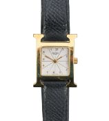 An Hermes Heure H gold plated wristwatch