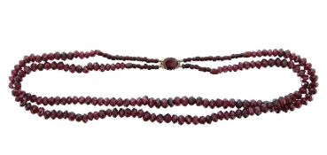 A double row faceted garnet necklace