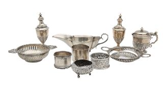 A collection of George V silver cruets