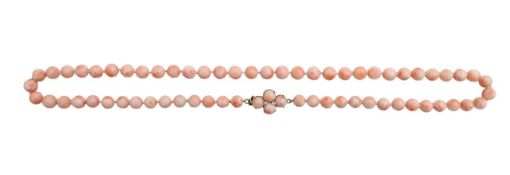 A diamond and angel coral bead necklace