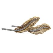 A stylish Italian design diamond feather brooch